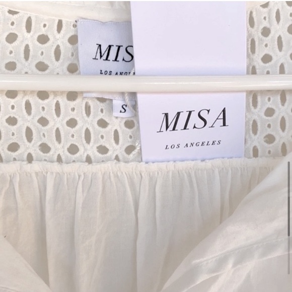 NWT MISA Los Angeles Sarika Dress Ivory Cotton Ruffle S - Picture 7 of 12